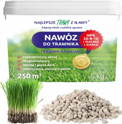 Wieloskładnikowy nawóz do trawnika NPK 20-8-10, granulat 5 kg
