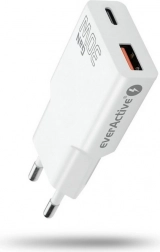 ładowarka sieciowa everActive GaN super slim 30 W z USB-A i USB-C