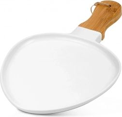 porcelanowy talerz do serwowania Terrestrial 34,5 × 21 cm z bambusowym uchwytem