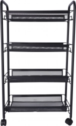 Regał łazienkowy i kuchenny z czterema przestronnymi półkami - czarny