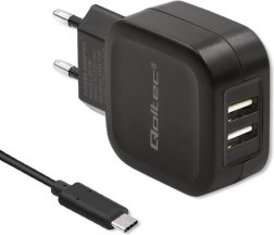 Qoltec podwójna ładowarka USB 17W z kablem USB-C