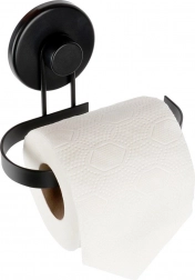 Metalowy uchwyt na papier toaletowy z przyssawką – czarny