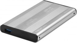Aluminiowa zewnętrzna obudowa dla 2,5" SSD/HDD SATA, USB 3.0, srebrna