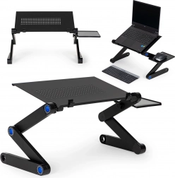Składany regulowany aluminiowy stojak na laptop z podkładką na mysz