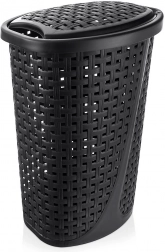 Plastowy kosz na pranie 45 l z pokrywą, czarny