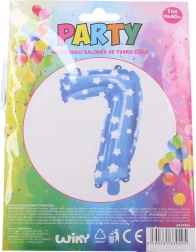 Nadmuchiwany balonik cyfra 7 – niebieski w gwiazdki (74 × 50 cm)