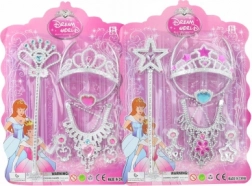 Księżniczkowy zestaw: korona i berło z naszyjnikiem i kolczykami