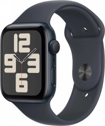 Apple Watch SE GPS, 44 mm, aluminiowa koperta w kolorze noc z paskiem sportowym - rozmiar S/M