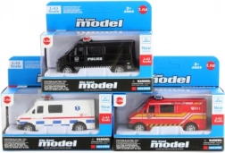 Metalowy samochodzik ratunkowy z napędem bezwładnościowym