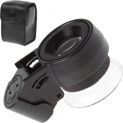 Kieszonkowa lupa jubilerska 45x z obwietleniem LED i UV