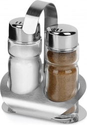 Solniczka i pieprzniczka ze stojakiem, 3‑częściowy zestaw ORION