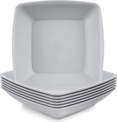 Sandy głębokie plastikowe talerze 17,5 cm, 500 ml, szare, 6 szt.