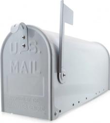 Amerykańska skrzynka pocztowa z chorągiewką – biała, klasyczny design
