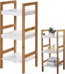 Bambusowy regał łazienkowy, 3‑poziomowy, 30 × 30 × 72 cm