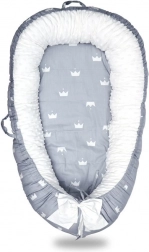 Kocyk / gniazdko 90×50 cm – szary wzór z koronką