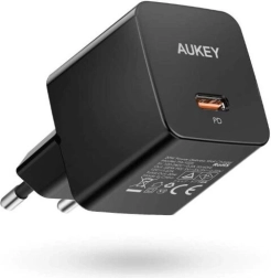 Czarna miniładowarka Aukey z USB-C 20W Power Delivery