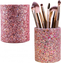 Brokatowy różowy kubek na pędzle i akcesoria kosmetyczne