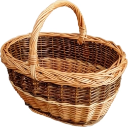 Owalny wiklinowy koszyk na grzyby 38 × 30 × 36 cm, lakierowany