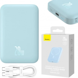 Magnetyczny powerbank Baseus Magnetic Mini 6000 mAh, 20W, USB‑C, MagSafe, niebieski