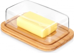 Bambusowa maselniczka z przezroczystą pokrywką