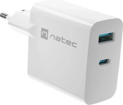 Ładowarka Natec Ribera GaN 1x USB-A + 1x USB-C 45W biała