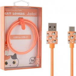 kabel ładujący usb‑c z pomarańczowym kotem