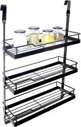 Wisząca półka kuchenna na reling, metalowa, czarna RADKA 32 × 11 × 46 cm
