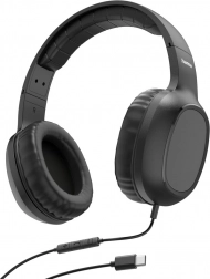 hama fun c przewodowe słuchawki nagłowne z mikrofonem, czarne