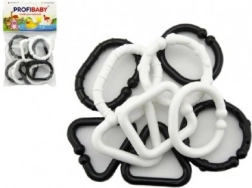 Plastowe czarno-białe kształty – łańcuch dla niemowląt, 10 szt.