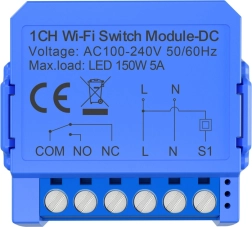 1-kanałowy moduł przełączający Wi‑Fi z beznapięciowym stykiem Avatto