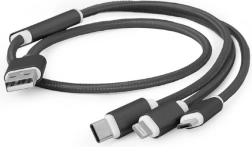 USB kabel ładujący 3w1, 1 m, czarny