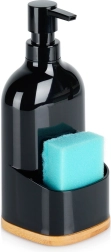 Dozownik do płynu do mycia naczyń z uchwytem na gąbkę, czarny, 500 ml