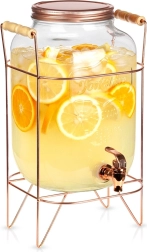 Szklany dyspenser do napojów z kranikiem i stojakiem 8 l
