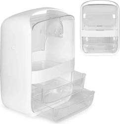 Organizer na kosmetyki z pokrywką i 2 szufladami MODERNHOME – biały