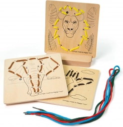 Bigjigs Toys przewlekanka według liczb – dzikie zwierzęta