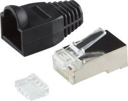 Złącza RJ45 CAT.6 z osłoną, czarne