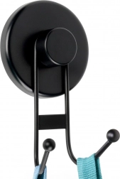 Metalowy podwójny haczyk z przyssawką, czarny, 6,5 × 5,5 × 10 cm