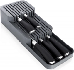 Organizer na noże do szuflady, szary, dwupoziomowy