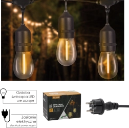 Girlanda ogrodowa LED FILAME 20 m z 20 żarówkami E27, ciepła biel