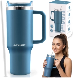 Próżniowy kubek termiczny Berdsen ze słomką 1180 ml granatowy