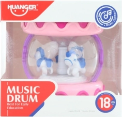 różowy dziecięcy bębenek na baterie ze światłami i melodiami