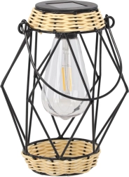 Solarny metalowy lampion/świecznik 22 cm, czarny, LED