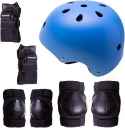 Kask + ochraniacze do rolek, skateboardu, roweru – niebiesko-czarny, M