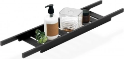Bambusowa półka na wannę, czarna, 68 cm
