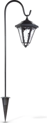 Solarny lampion LED na wbijanym stojaku 80 cm, czarny, z chłodnym białym światłem