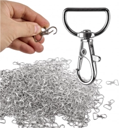 Metalowe obrotowe karabińczyki „rybka” 3,7 × 2 cm, srebrne – 500 szt.