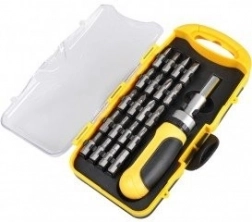 Zestaw 22 elementów: bity i śrubokręt z grzechotką