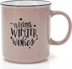 Ceramiczny kubek XXL 700 ml – beżowy z zimowym napisem