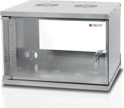 Szafka wisząca Techly 19 cali 6U/320 mm z przeszklonymi drzwiami, szara