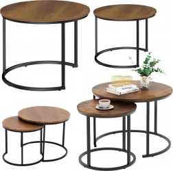 Zestaw okrągłych stolików konferencyjnych 2w1 z naturalnego drewna